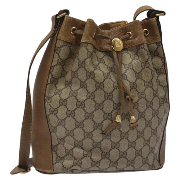 GUCCI GG Supreme Web Sherry Line Bag PVC Beige Red Green 72 02 034 Auth 117242 - Picture 1 of 16